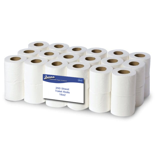 Twin Pack Toilet Rolls 200 Sheets, Budget Rolls - Desna Products
